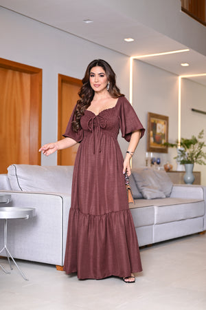 Vestido longo lastex - B494