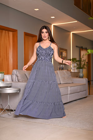 Vestido longo lastex - B572