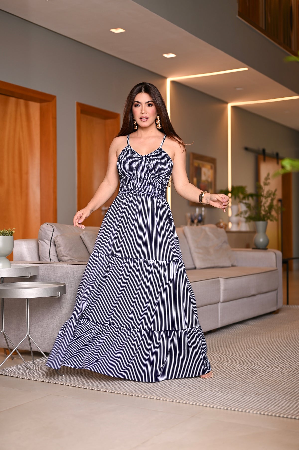 Vestido longo lastex - B572