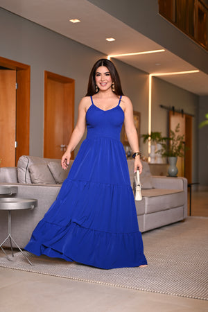 Vestido longo lastex - B573