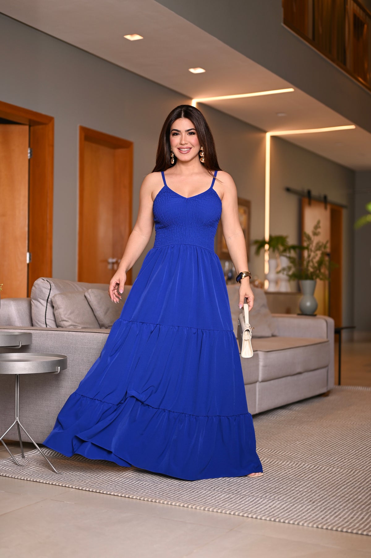 Vestido longo lastex - B573