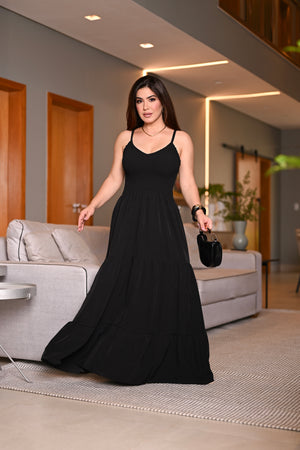 Vestido longo lastex - B574