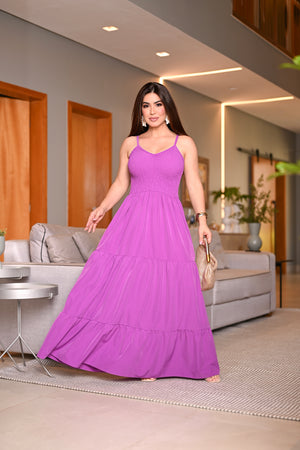 Vestido longo lastex - B575