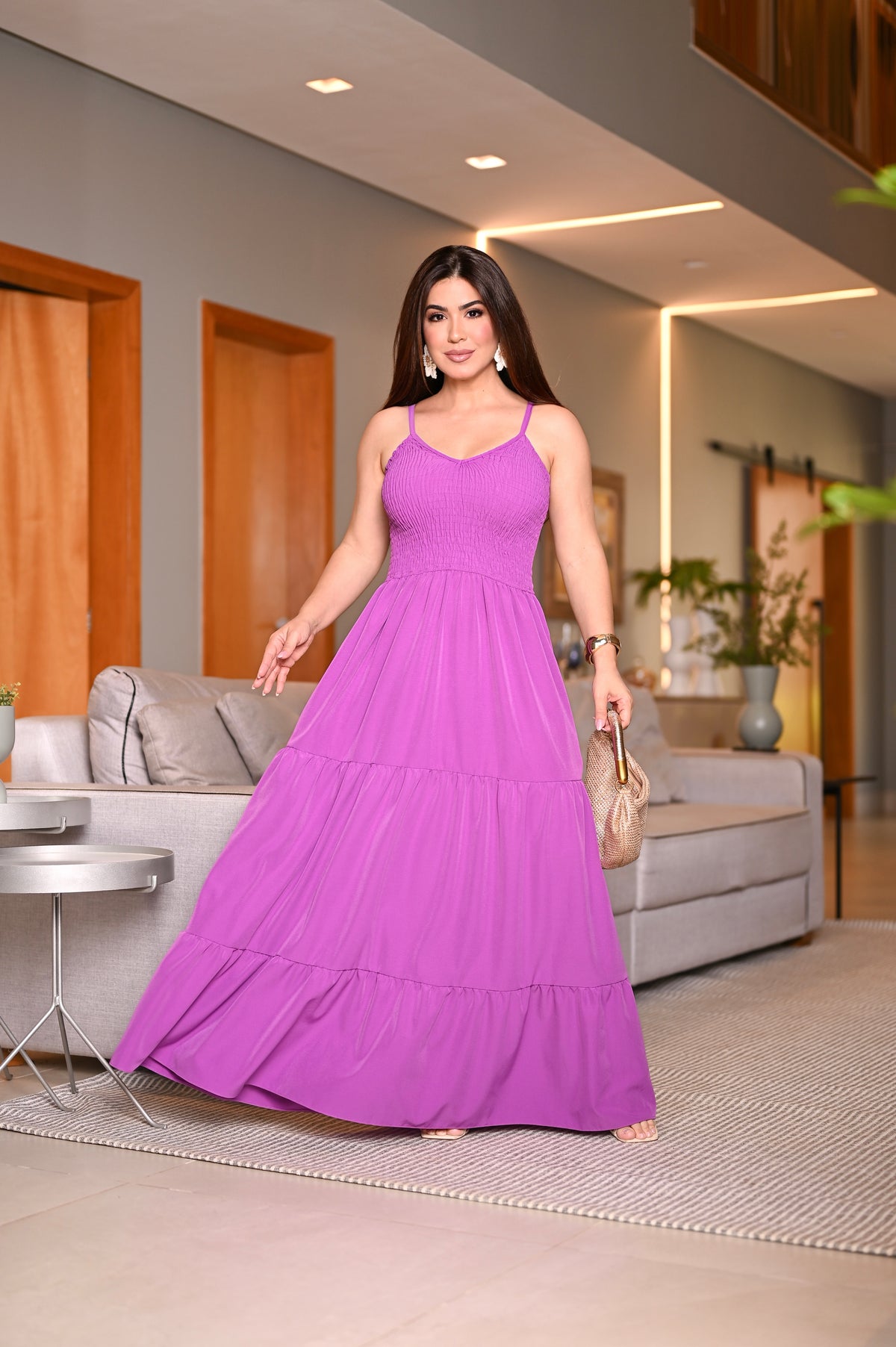 Vestido longo lastex - B575