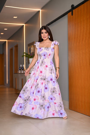 Vestido longo lastex - B577