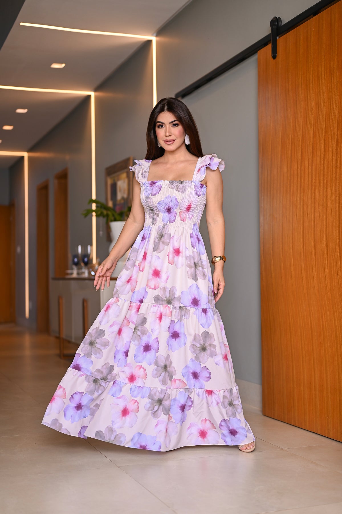 Vestido longo lastex - B577