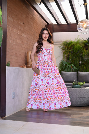 Vestido longo lastex - B547