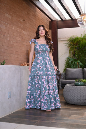 Vestido longo lastex - B551