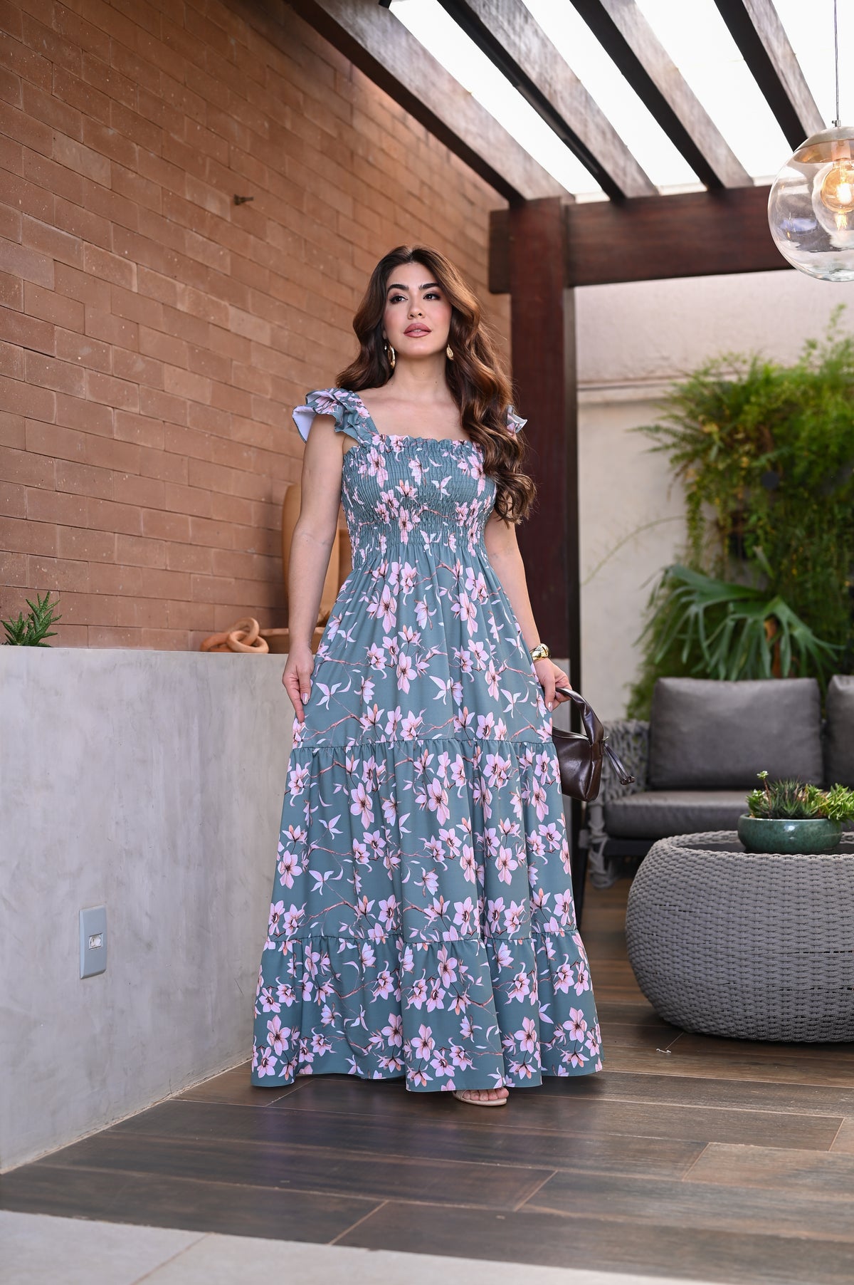 Vestido longo lastex - B551