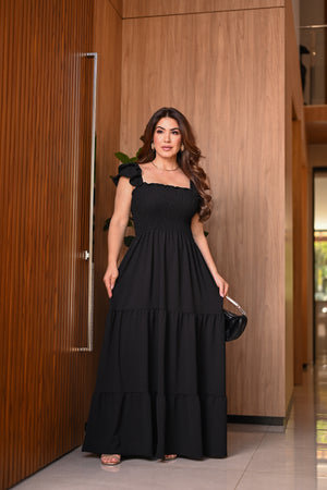 Vestido longo lastex - B559