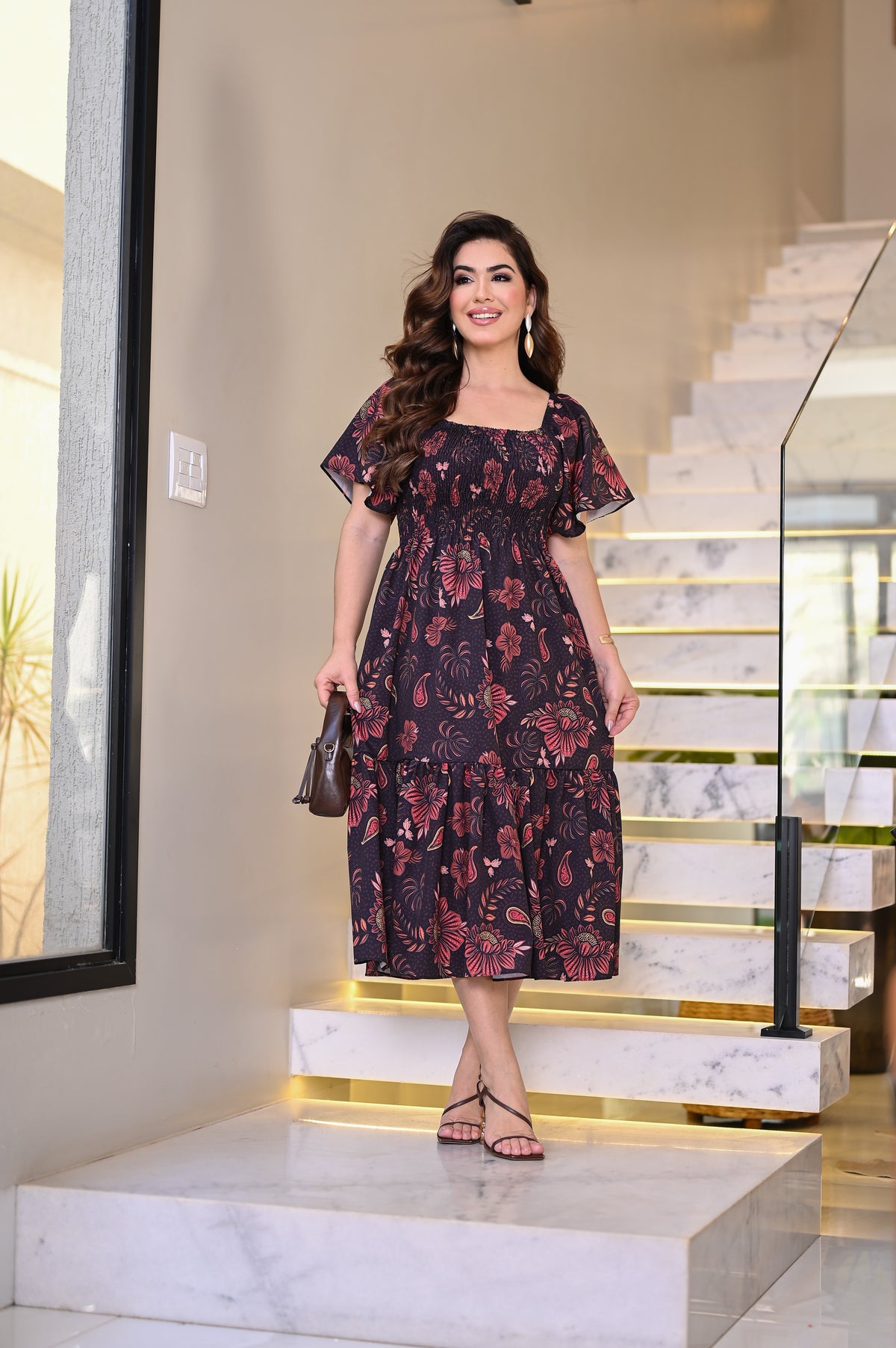 Vestido midi lastex - B539