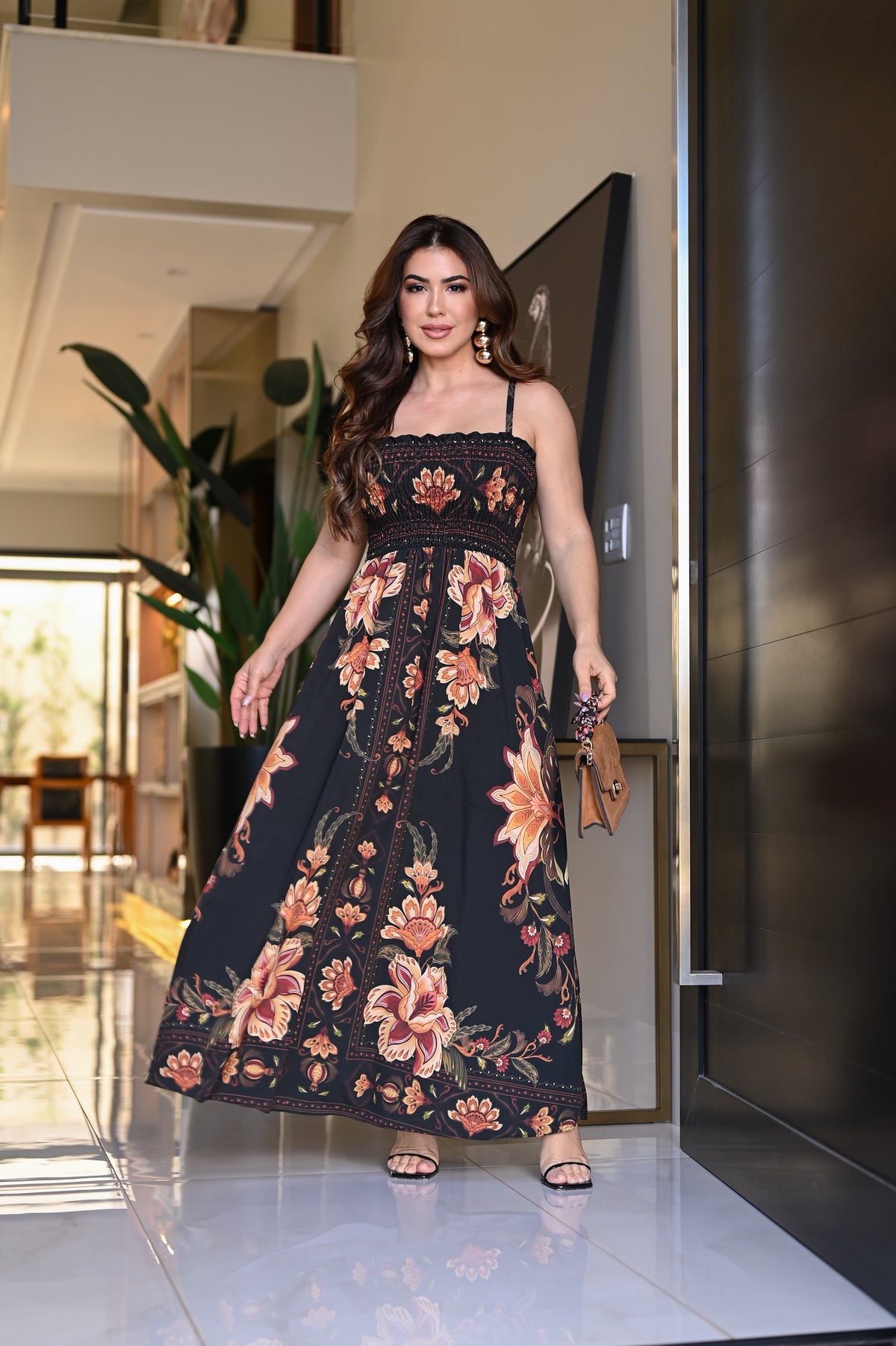 Vestido longo lastex - B508