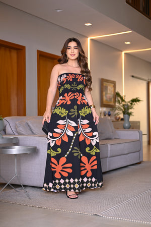 Vestido longo lastex - B379